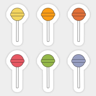 Set of 6 happy colorful lollipops hard candy Sticker